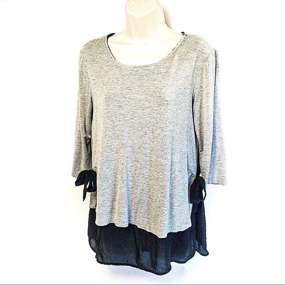 Anthro Pebble & Stone Gray Tee Layered Tunic Sz M